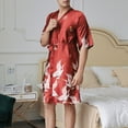 thumbnail image 2 of SRZYMJ Mens Silk Robe Satin 2 Piece Suit Crane Printed Sleepwear Chemise Nightgown & Robe, 2 of 6