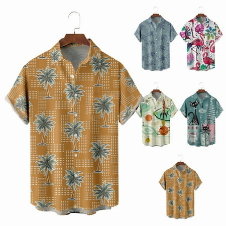 

Unisex Button Down Hawaiian Shirts Print Lightweight Clothing For Men Boys
