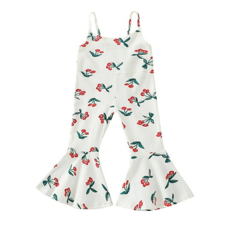 

Baby Girls Jumpsuits Strap Sleeveless Elastic Flare Pants Style 1