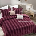 thumbnail image 2 of Regency Heights Brushed Velvet Striped Comforter Set, 5-Piece Luxury Cozy Bedding Sets with Decor Pillows, Queen Size Comforter Bed Set for All Seasons, Burgundy Red, 2 of 11