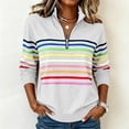 thumbnail image 2 of DIOAZUD Womens 1/4 Zip Pullover Striped Sweatshirt Collared Long Sleeve Fall Pullover Sweatshirt Casual Loose Fit Tops, 2 of 7
