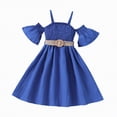 thumbnail image 4 of NIEWTR Robe Trapèze Mignonne pour Fillette Tout-Petit à Manches Courtes avec Jupe à Volants Contrastée pour Fête (Bleu, 8-9 Ans), 4 of 4