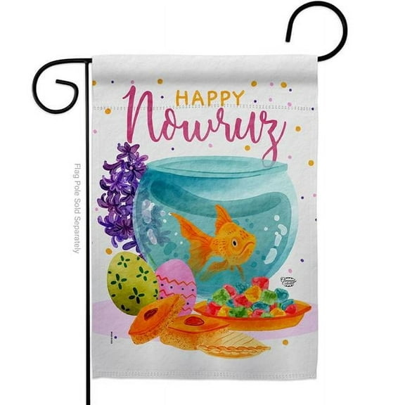 Ornament Collection G192465-BO Iranian Nowruz Celebration Double-Sided Decorative Garden Flag, Multi Color