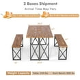 thumbnail image 4 of Costway 3 PCS Outdoor Acacia Wood Patio Dining Table Bench Set with 2" Umbrella Hole, 4 of 10