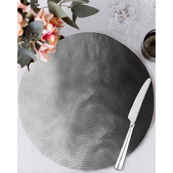 15 Inch Round Placemats Set of 4, Black Grey Ombre Non Slip Heat Insulation PP Table Mats, Coastal Beach Modern Abstract Art Washable Place Mats for Kitchen Dining Party Table Decor