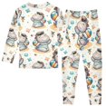 thumbnail image 2 of Dailycode Cotton Pajama Set Snug Fit Long Sleeve Top and Pants for 18M-8Y Cute Hippo Girl on Beach, 2 of 7