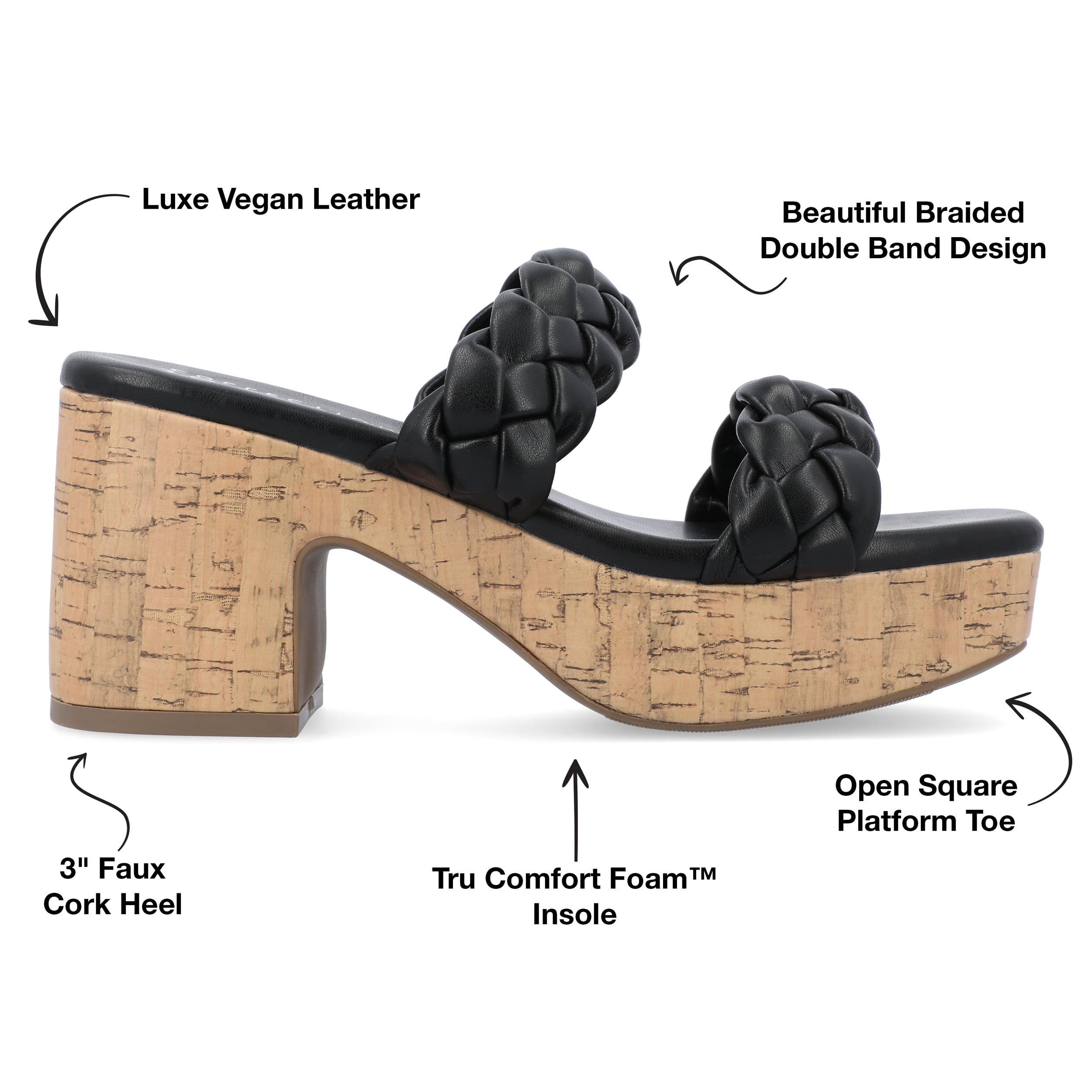 Journee Womens Kyaa Braided Strap Platform Sandals