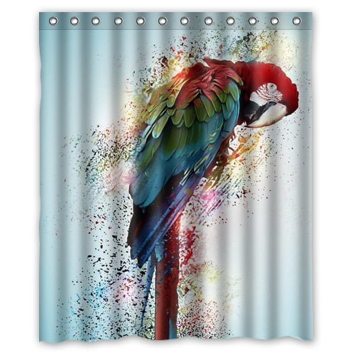HelloDecor Macaw Parrot Bird Shower Curtain Polyester Fabric Bathroom