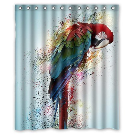 Hellodecor Macaw Parrot Bird Shower Curtain Polyester Fabric