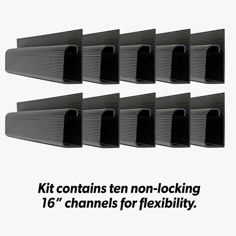 J Channel Cable Management - 5-Pack 16-inch Raceway Channels - Cord Hider Kit (Set of 5) Newton Supply Color: Black 1AGSN078