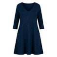 thumbnail image 5 of ClodeEU Women's 3/4 Sleeve Midi Dress,Casual V Neck T Shirt Long Tunic Loose Fit Flowy Dresses Navy,Womens Plus S, 5 of 6