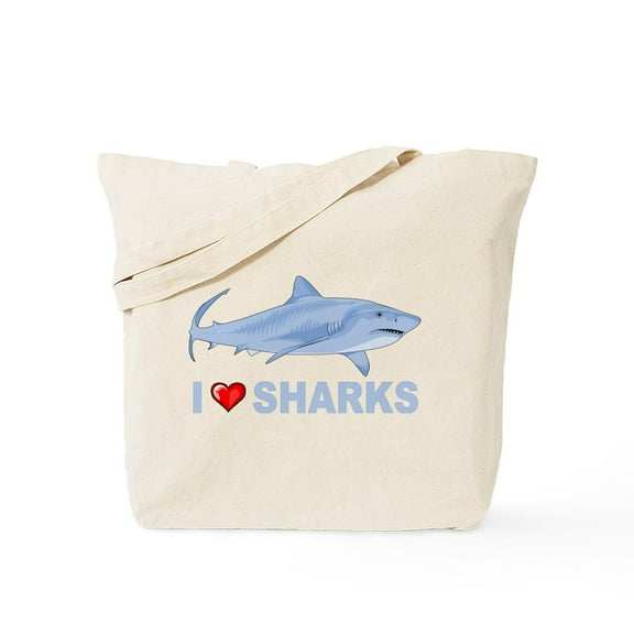 CafePress - I Love Sharks Tote Bag - Unisex Canvas Tote Bag, Beige, 1-Piece
