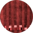 thumbnail image 1 of Ahgly Company Machine Washable Indoor Round Abstract Red Modern Area Rugs, 4' Round, 1 of 4