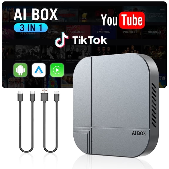 Salange Wireless CarPlay AI Box,3-IN-1 Adapter for Android Auto & Apple,Support TF Card 2 16G with Plug & Play Dongle for Car, Android 12 , iOS 10.0 