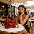 thumbnail image 4 of Vintage Faux Leather Handbag Large Capacity Shoulder Bag With Top Handle And Adjustable Strap Convertible Crossbody Satchel For Work Travel Daily Use Stylish Textured Purse Black Brown Gray, 4 of 8