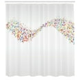 thumbnail image 2 of Music Note Shower Curtain, Colorful Notations Wave Banner Layout Modern Entertaining Vibes, Fabric Bathroom Set with Hooks, 69W X 75L Inches Long, Pale Grey and Multicolor, by Ambesonne, 2 of 2