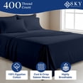 thumbnail image 2 of 100% Egyptian Cotton California King Sheets 4 Piece-400 Thread Count Sateen Weave, Cal-King Size Sheets Set with 15" Deep Pockets, Cooling, Breathable Cotton Sheets for Cal King Size Bed - Navy Blue, 2 of 7