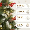 thumbnail image 2 of Prelit Pre-Decorated Pine Christmas Tree 6FT with Remote, Artificial Hinged Xmas Tree with 818 Flocked Frosted Tips, 250 Lights, 58 Pine Cones & 58 Red Berries for Holiday Party Office Home, 2 of 10