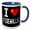 Blue/White, variant on 3drose, Geeky Old School Pixelated Pixels 8-bit I Heart I Love Firewalls, 11oz Two-tone Yellow Mug