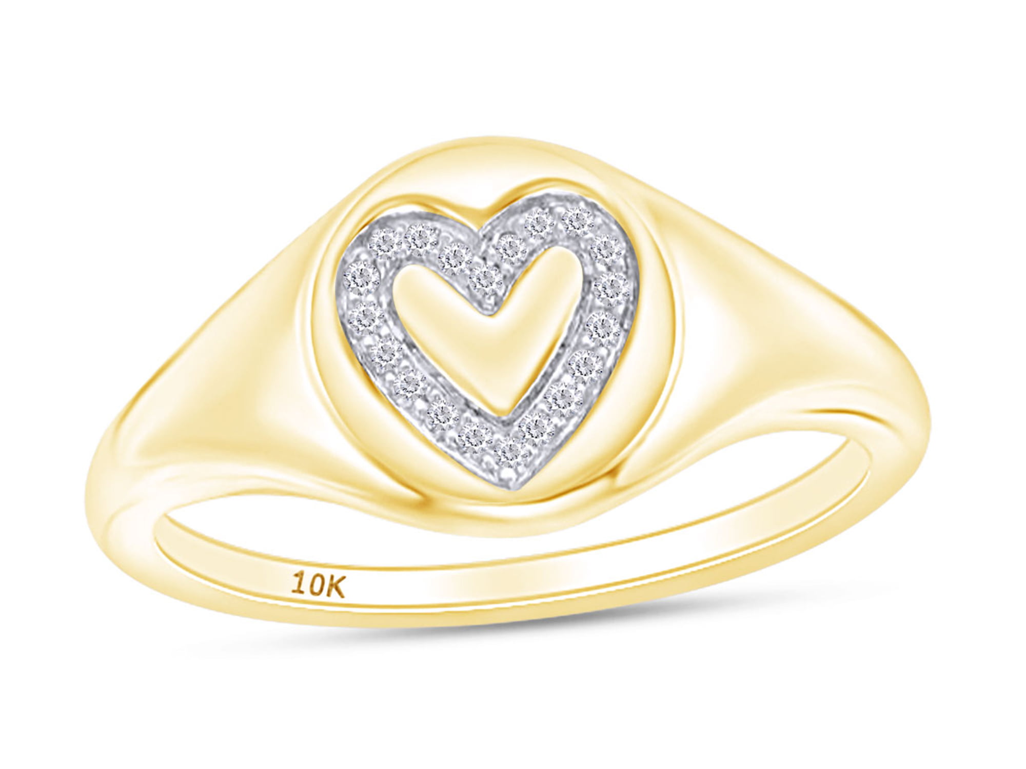 AFFY White Natural Diamond Anniversary Ring in 10k Solid Gold 0.08 Ct 