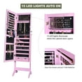 thumbnail image 6 of Living Essentials BMSWPK0116 15 LEDs Jewelry Armoire Standing Lockable Full-Length Mirrored Cabinet Storage Organizer, Pink, 6 of 7