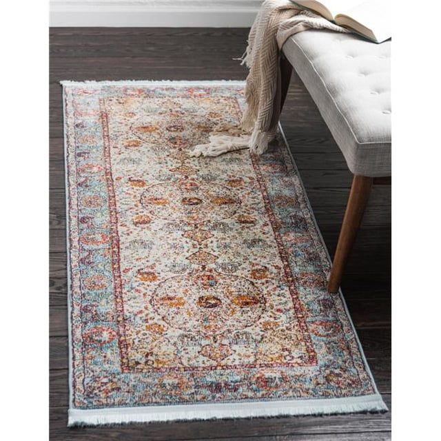 Unique Loom 3139624 2 ft. 7 in. x 10 ft. Rumba Baracoa Runner Rug, Light Blue