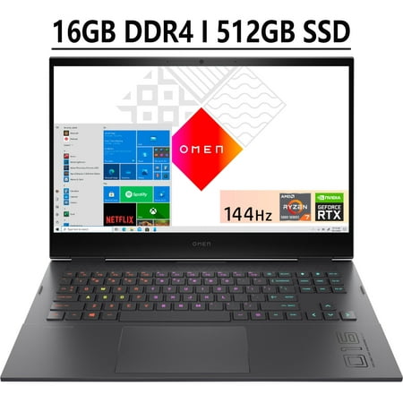 HP Omen 16 Gaming Laptop 16.1" Diagonal FHD IPS 144Hz Display AMD Octa-Core Ryzen 7 5800H 16GB DDR4 512GB SSD NVIDIA GeForce RTX 3050 Ti 4GB RGB Backlit Keyboard B&O Audio HDMI USB-C Win11 Black