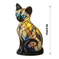 thumbnail image 3 of YaoZQ Siamese Cat Night Light, 6.7" Resin Animal Table Lamp with USB Switch, Vintage Stained Glass Style Desktop Decor for Bedroom Nursery Office, 3 of 6