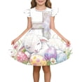 thumbnail image 2 of Cute Easter-print Dress With Small Flying Sleeves For Children Aged 3-10 In Summer, 2 of 9