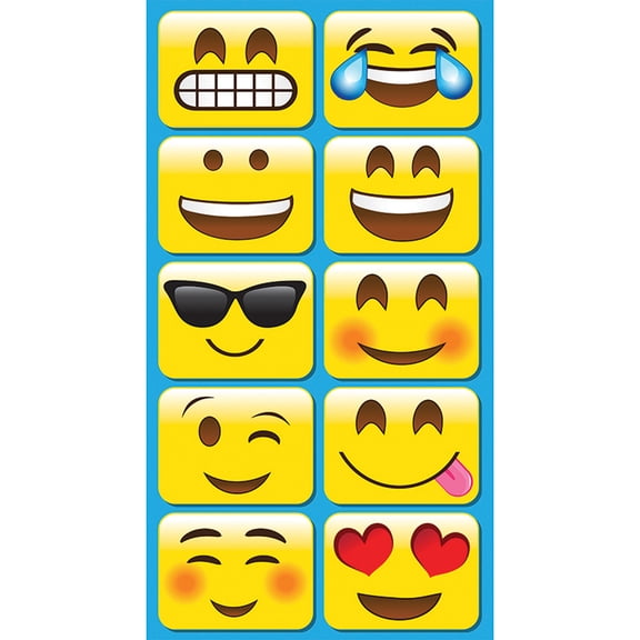 Ashley Productions Non-Magnetic Mini Whiteboard Erasers, Emotions Icons, Pack of 10