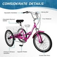 thumbnail image 4 of 24"/26'' Folding Tricycle for Adults Seniors with Big Basket, 7 Speed Low-Step Through Frame 3 Wheel Bikes Suitable for Women, Men for Cycling, Shopping, Exercise, Support up to 450 LBS, 4 of 9