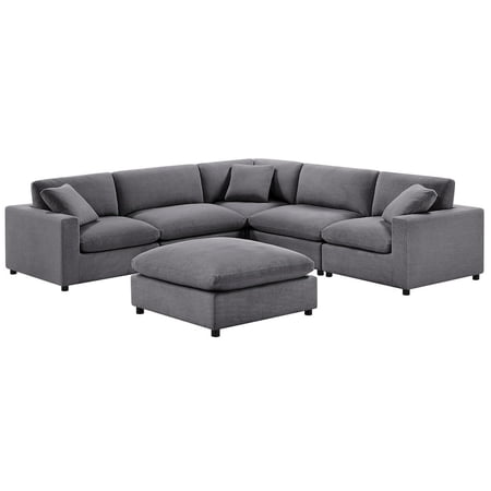 Comfort Pointe Casella Modular Charcoal Polyester Fabric 6-Piece Sectional