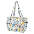 thumbnail image 2 of FORMRS Tote Bag for Women Quilted Large Capacity Travel Work Carry On Shoulder Handbag, Blue Wildflower Pattern, 2 of 7