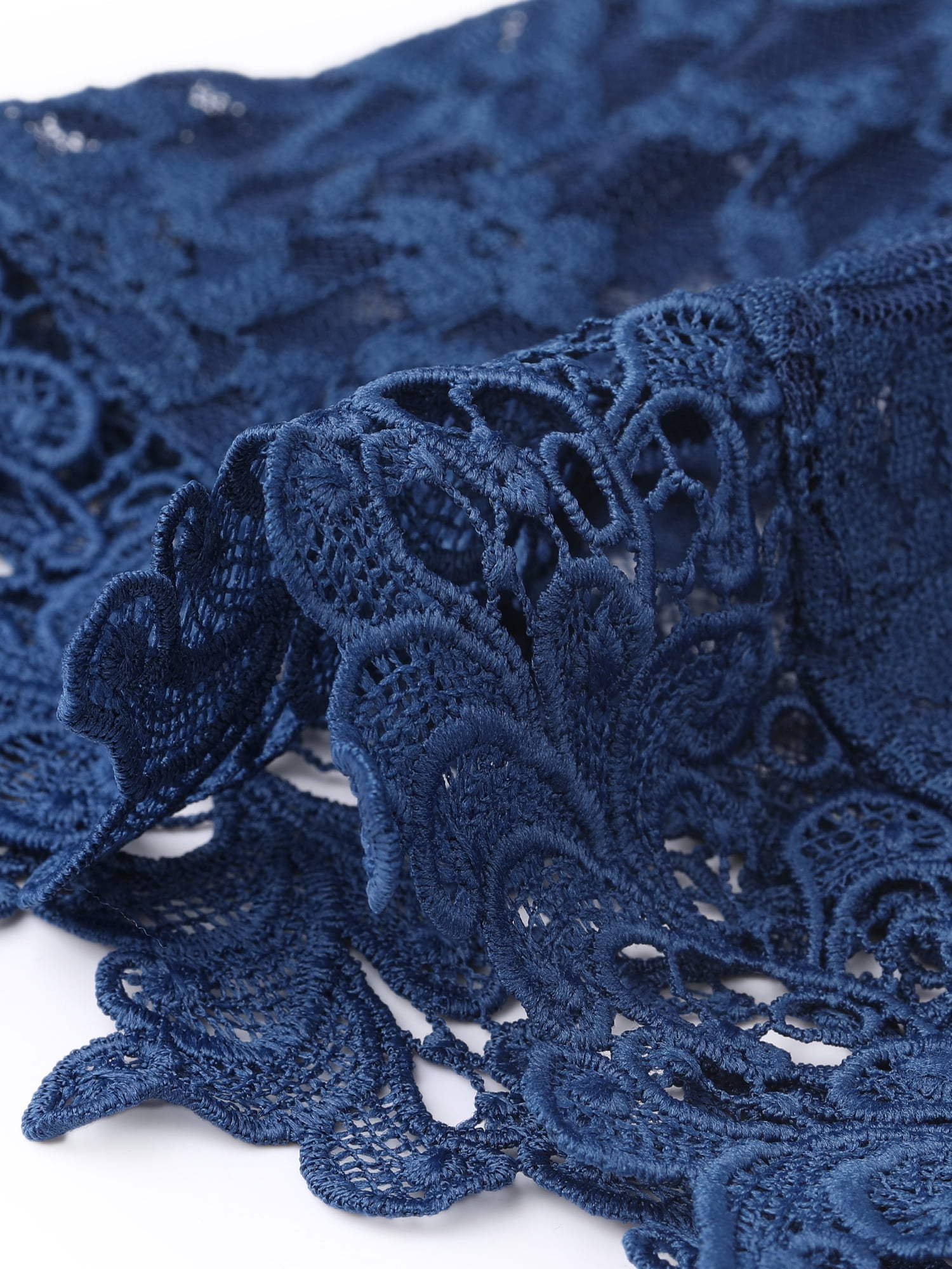 DARING DIVA Women's Floral Lace Shrugs Evening 3/4 Sleeves Formal Bolero Cardigan M Gray Blue