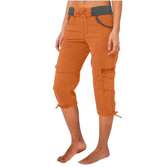 Pantalon Capri Cargo pour Femmes Été Décontracté Plein Air Actif Randonnée Capris Cargos avec Multiples Poches