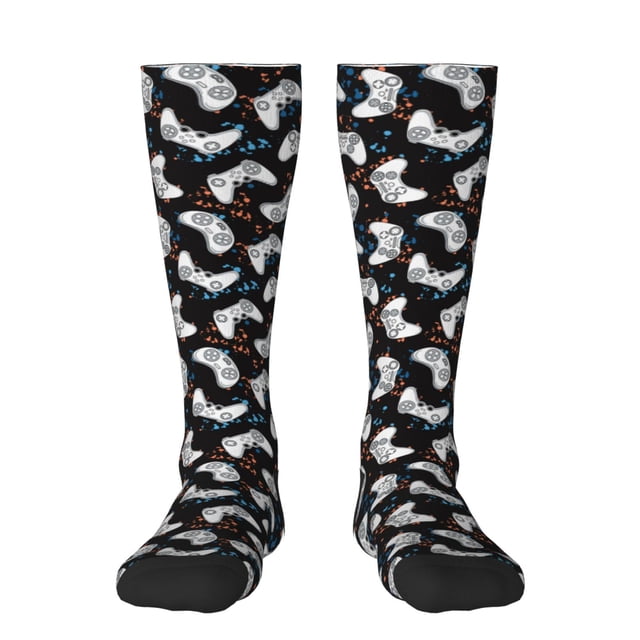 Fotbe Cool Gamepad Calcetas Divertidas Estampadas para Hombre y Mujer, Calcetas de Algodón hasta la Rodilla para Caminar, Correr, Enfermería y Embarazo