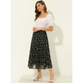 thumbnail image 3 of Unique Bargains Jupe Maxi à Volants à Étages à Imprimé Floral pour Femme, Noir, TP, 3 of 6