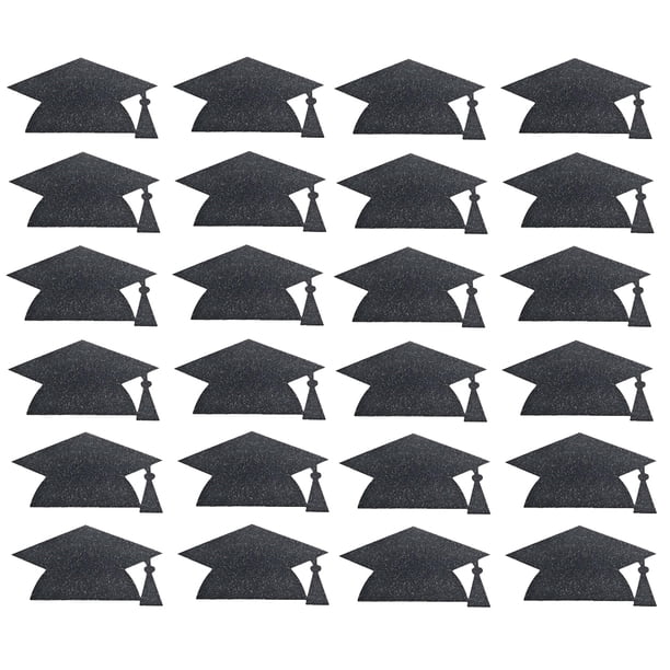 12pcs graduación tapa forma etiqueta engomadas de agua taza de pastel adhesivo adhesivo pegatinas (negro)