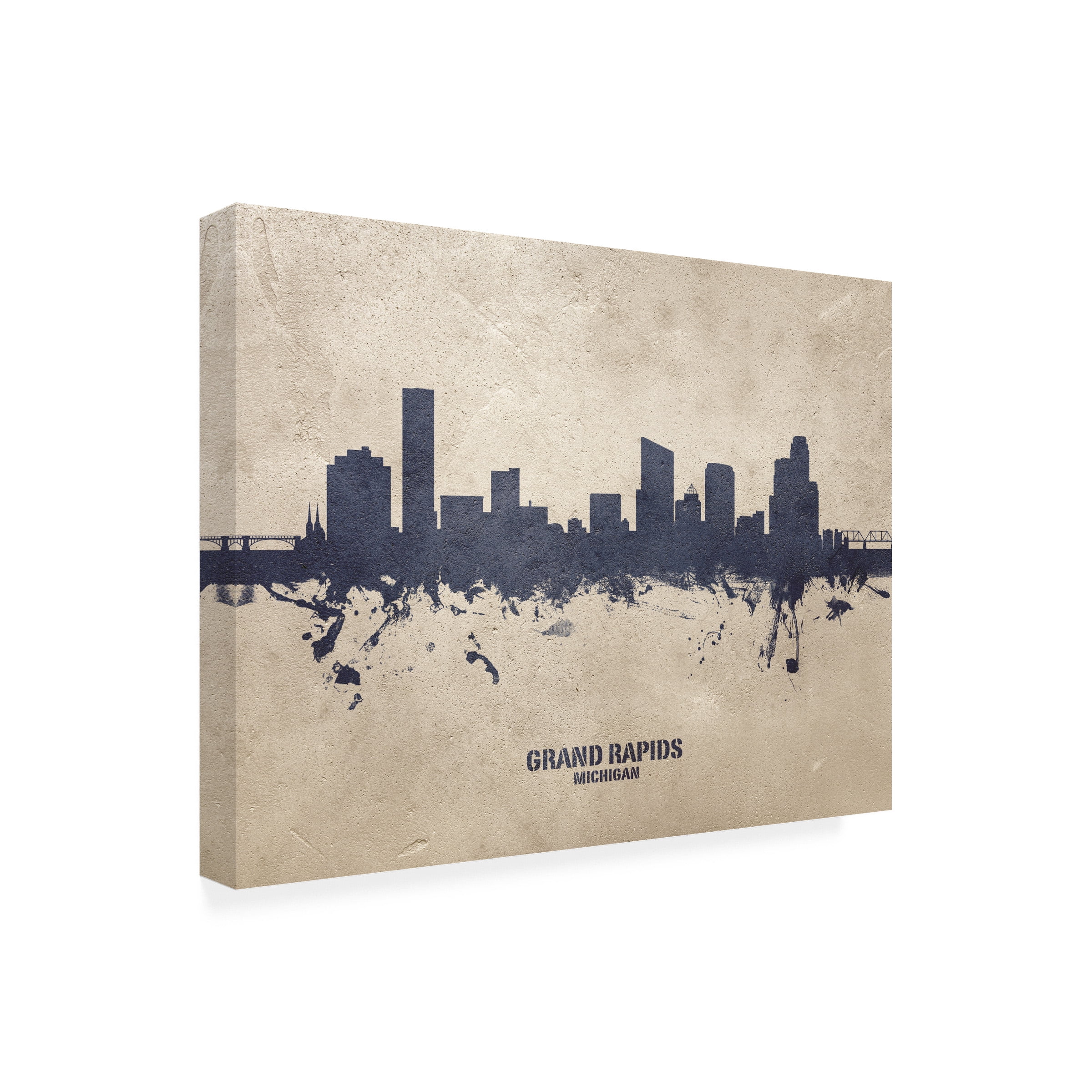 Michael Tompsett 'Grand Rapids Michigan Skyline Concrete' Canvas Art