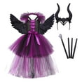 thumbnail image 6 of Byoo Toddler Girls' Maleficent Themed Dress Set Lace-Up High-Low Party Tulle Gown 4-Piece Fairy Outfit for Children, 6 of 6