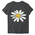thumbnail image 4 of QQAMB Womens Tops Plus Size Daisy Graphic Printed Summer Trendy Crewneck Short Sleeve Tee Tops Gray S, 4 of 4