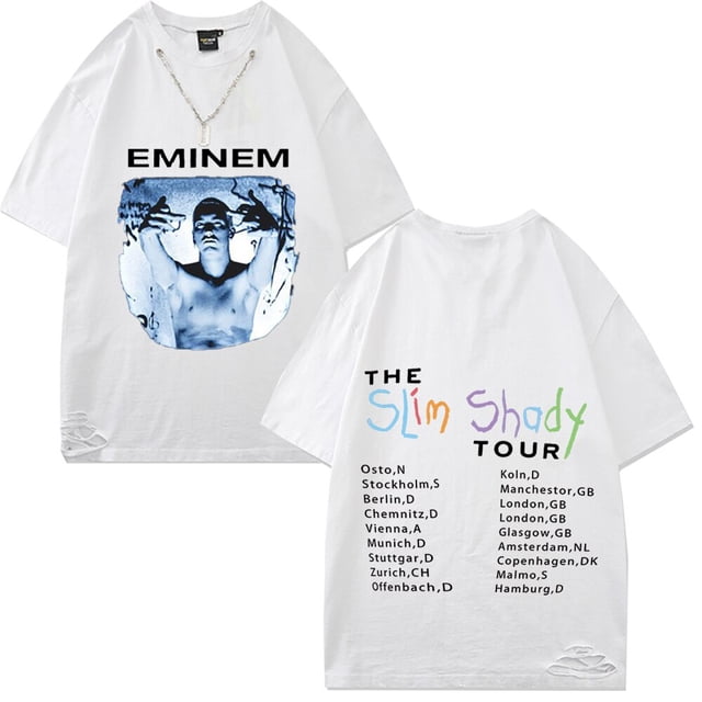 Camisetas Eminem para hombre y mujer, camisa informal de gran tamaño con cuello de algodón, estilo Hip Hop, Harajuku, ropa de verano
