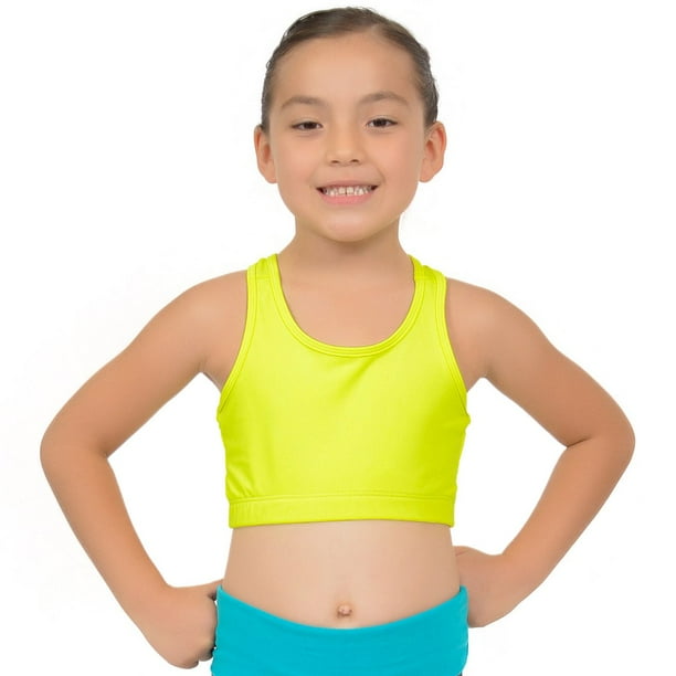 Stretch Is Comfort Girl's Neon NYLON Racerback Sports Bras Small (6