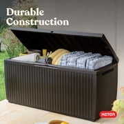 Keter Springwood 80 Gallon Durable Resin Outdoor Deck Box Storage Organizationn, Brown