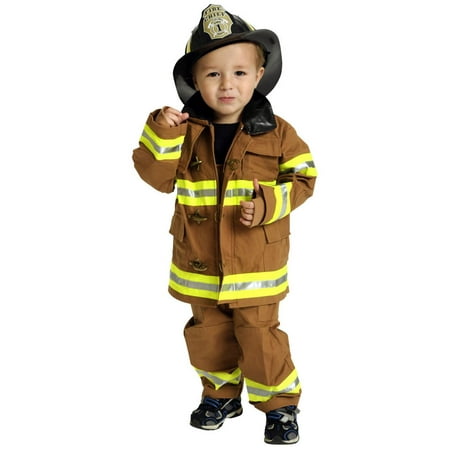 Jr. FIRE FIGHTER tan suit Fireman child boys kids career halloween costume 6 - 8