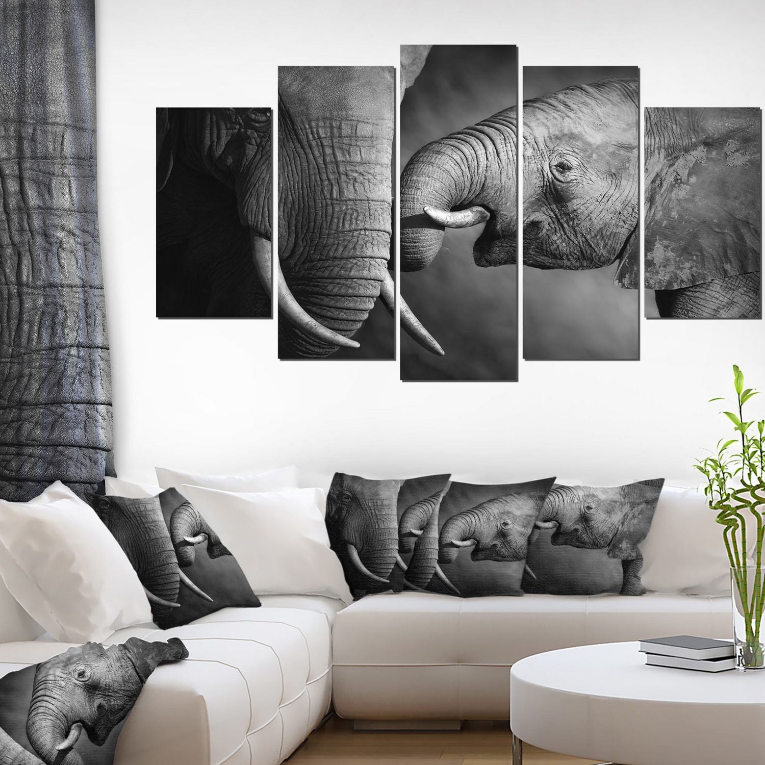 Design Art Éléphants Montrant L’Affection Art Sur Toile