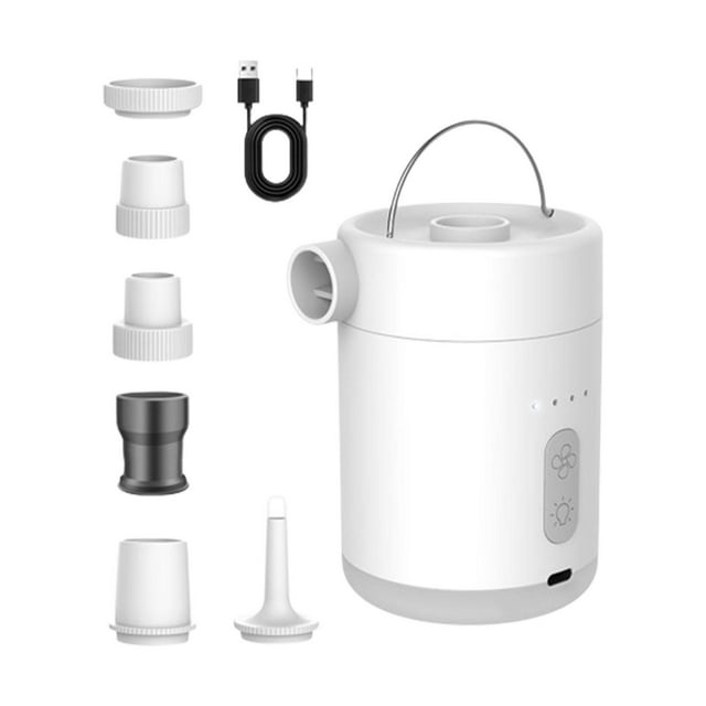 Bomba de aire eléctrica compacta para colchones inflables y anillos de natación. Blanco