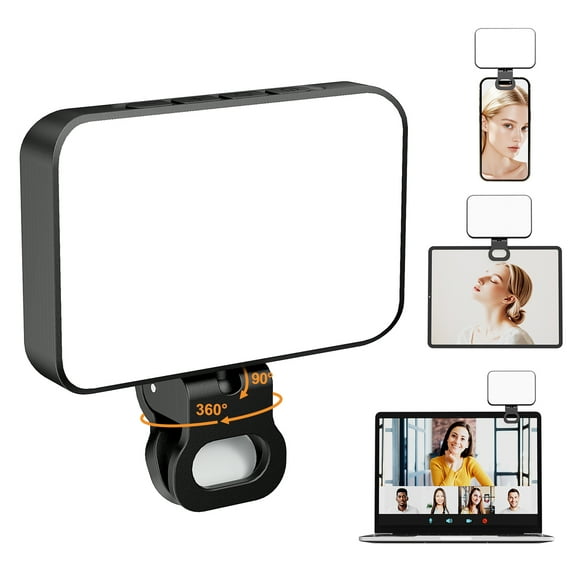 Cshidworld Portable Selfie Light, Fill Light Video Light with Clip Rechargeable 2000mAh CRI 95, 3 Light Modes and 10 Light Levels for Mobile Phone iPhone Webcam Laptop Photo Makeup