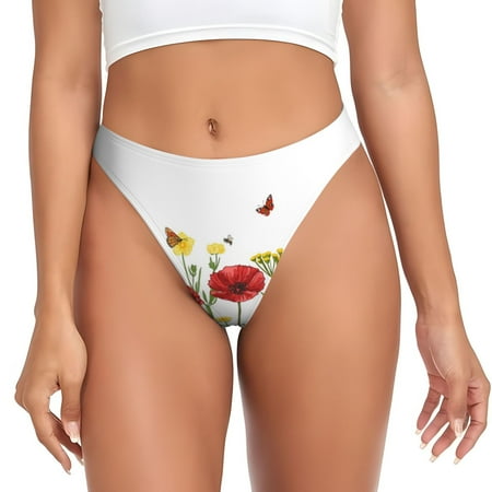 Rateoe Wild Herbs Pattern Seamless Women Underwear Thongs No Show Ladies Thong No Line Breathable Comfortable Panties Undies for Women-4X-Large