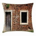 thumbnail image 1 of Rustic Throw Pillow Cushion Cover, Old Door and Window Brick Wall Suburban Area European Aged House Entrance, Decorative Square Accent Pillow Case, 16 X 16 Inches, Brown Cream Redwood, by Ambesonne, 1 of 2
